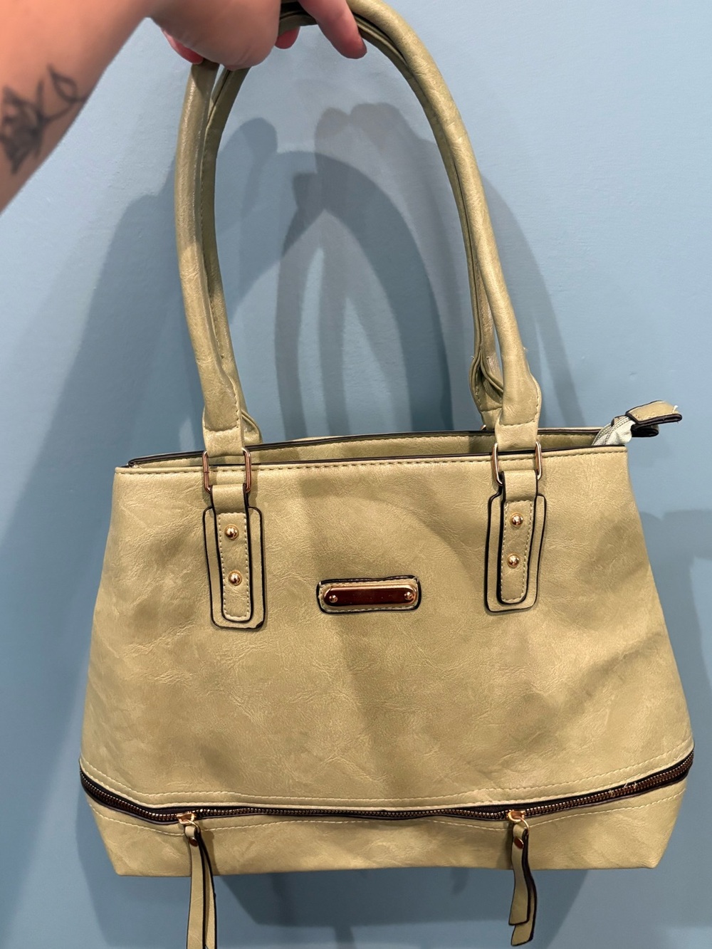 Women’s Shoulder Bag - Green-Tone Leatherette Tote